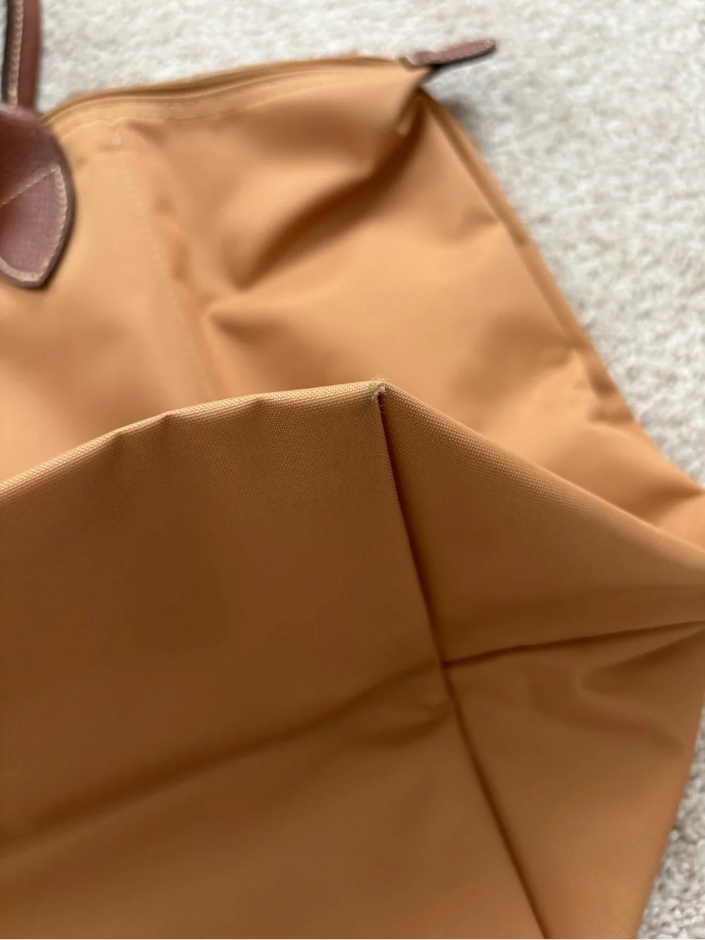 Longchamp Large Tote in Tan with Brown Trim